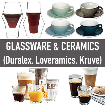 แก้ว, ถ้วยกาแฟ, จานรอง (Glassware & Ceramic Cups)